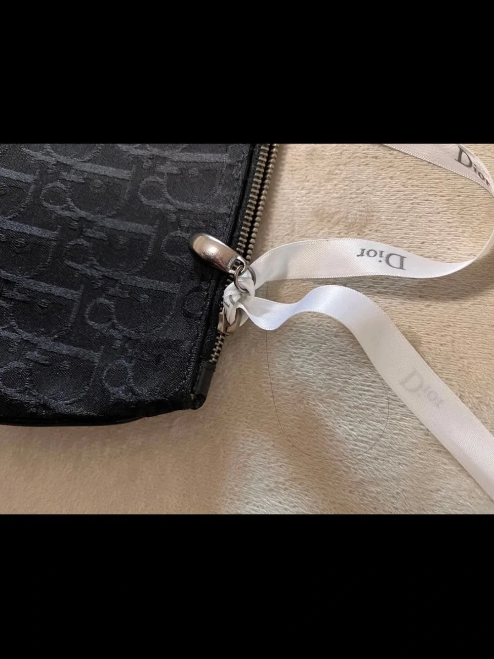 Dior Black Monogram Zip Pouch